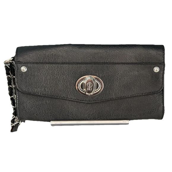 Jennifer Lopez J LO Black Chain Wrislet Wedding Party Cocktail Prom Purse Silver - Picture 6 of 12